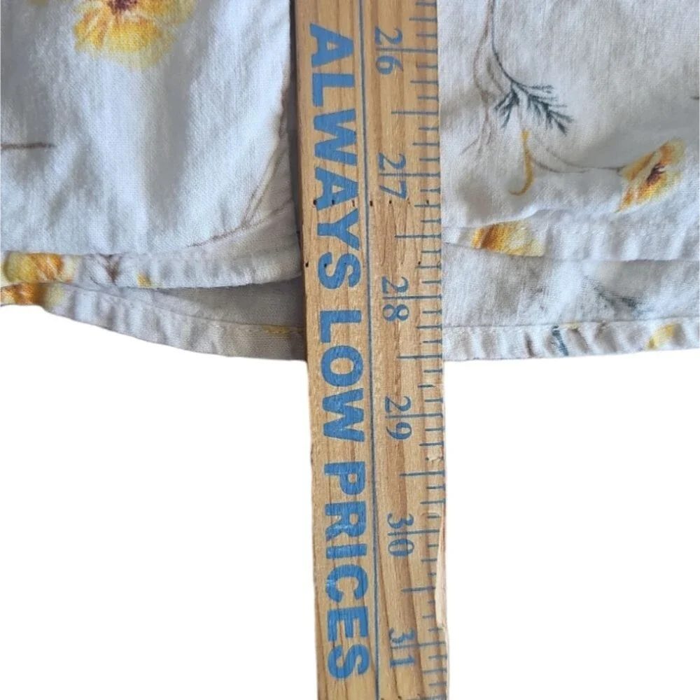 Happy Nature Linen Blend Floral Skirt Women’s 14 Cream Yellow Midi Cottagecore